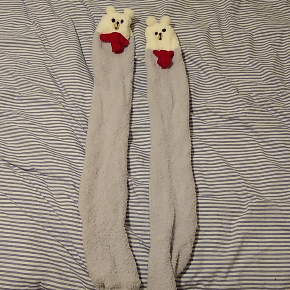 Thigh high fuzzy socks